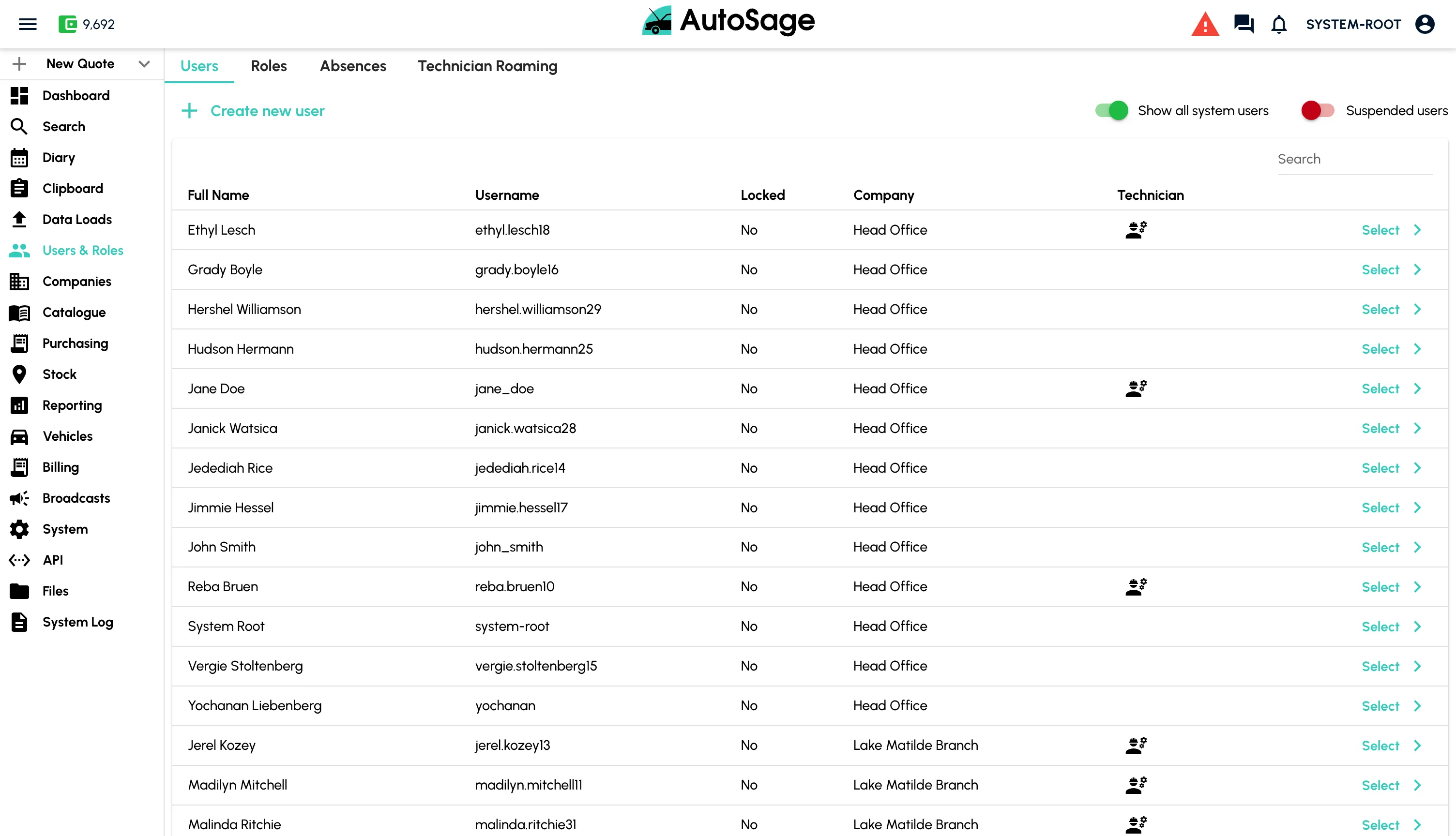 Set up users and technicians - step 1
