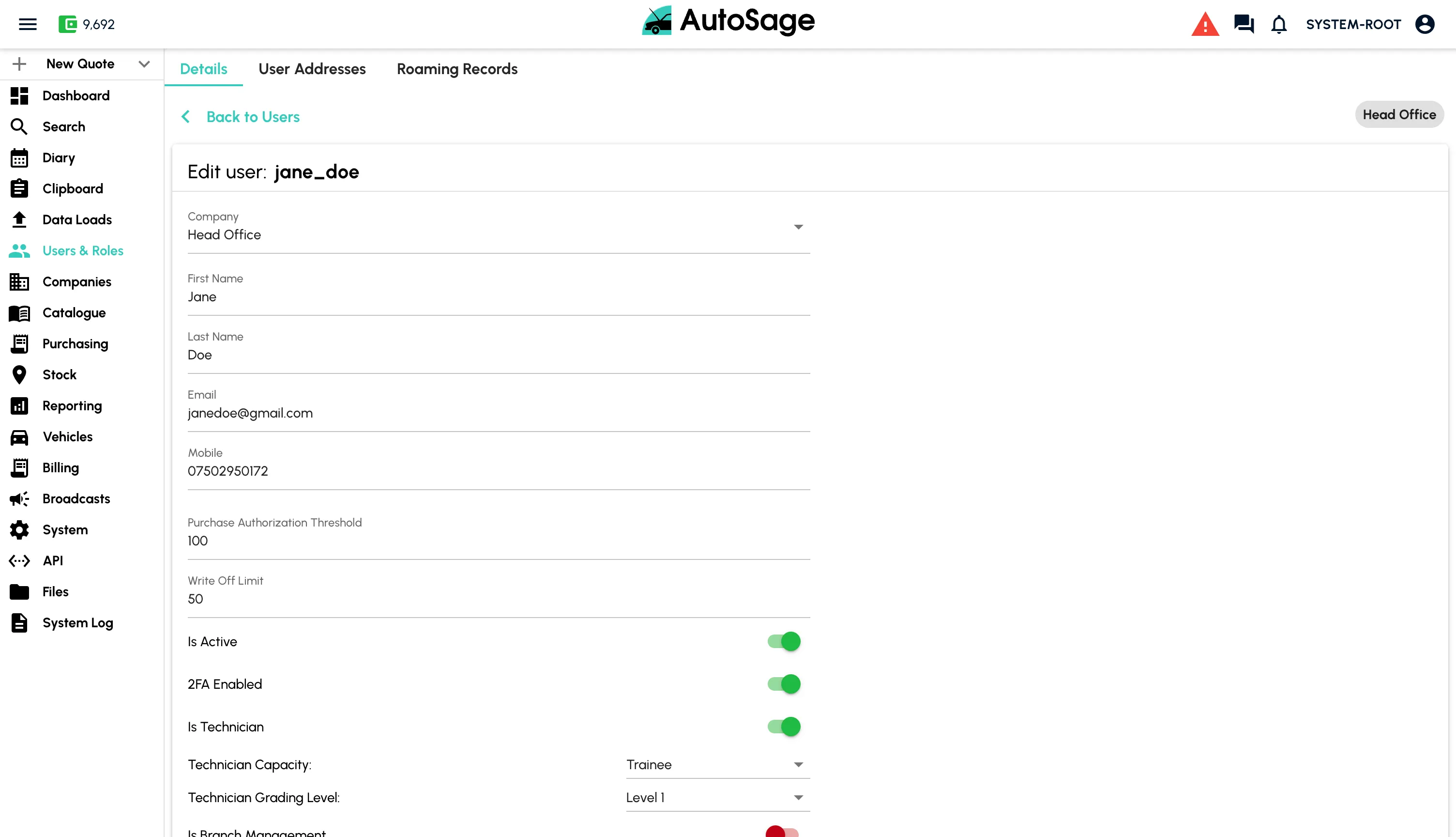 Set up users and technicians - step 8