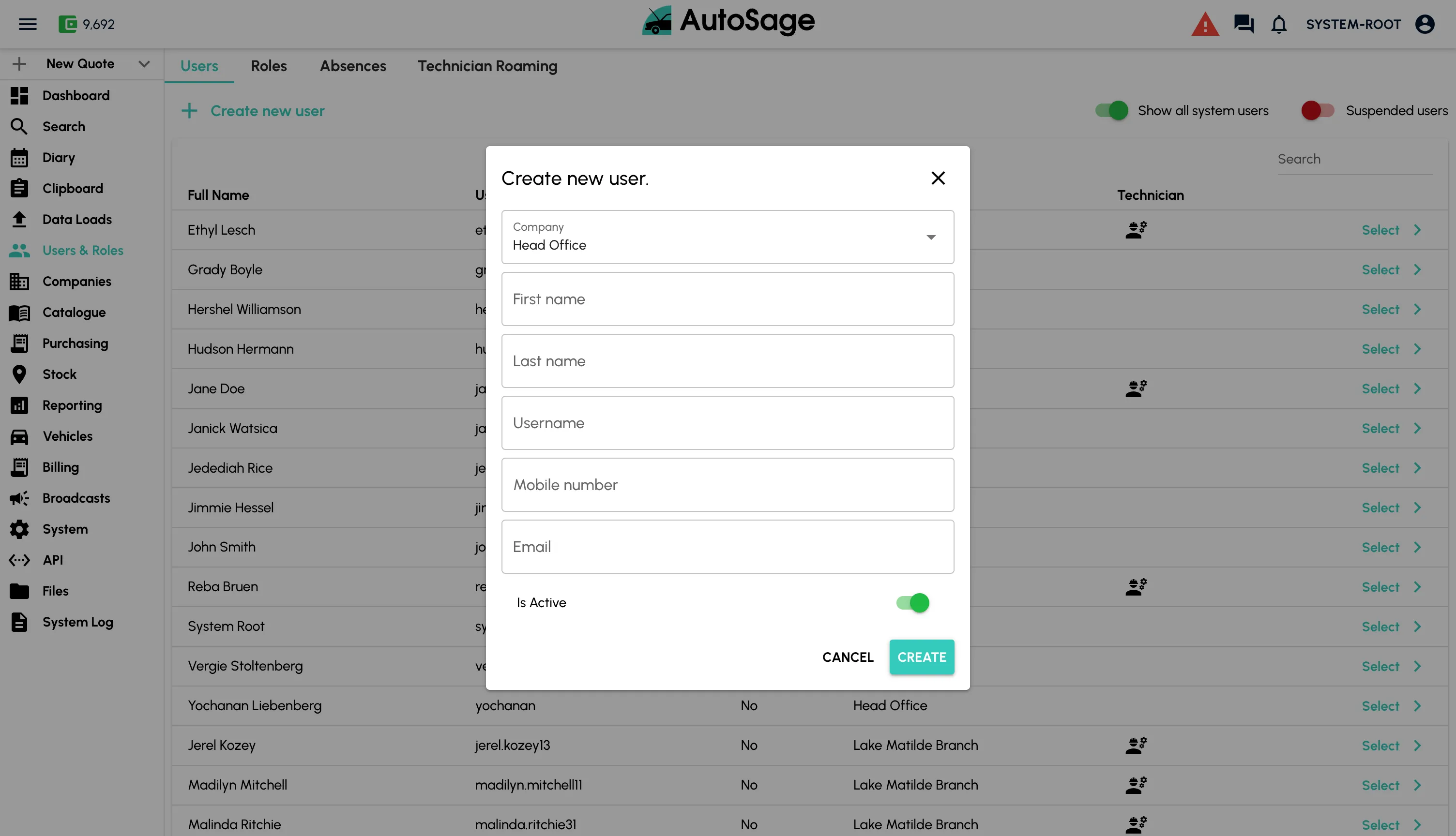 Set up users and technicians - step 9