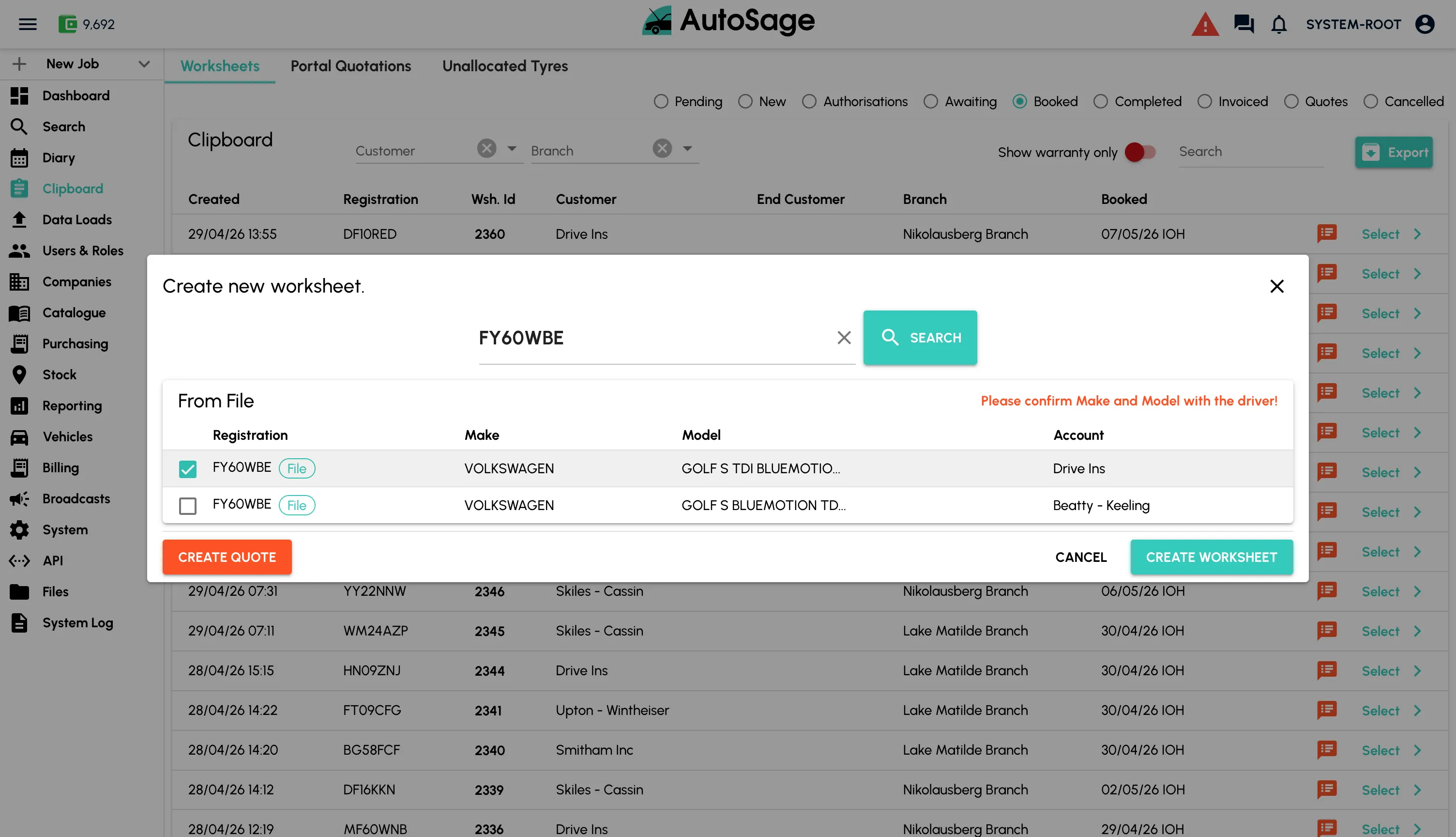 Create a booking - step 1