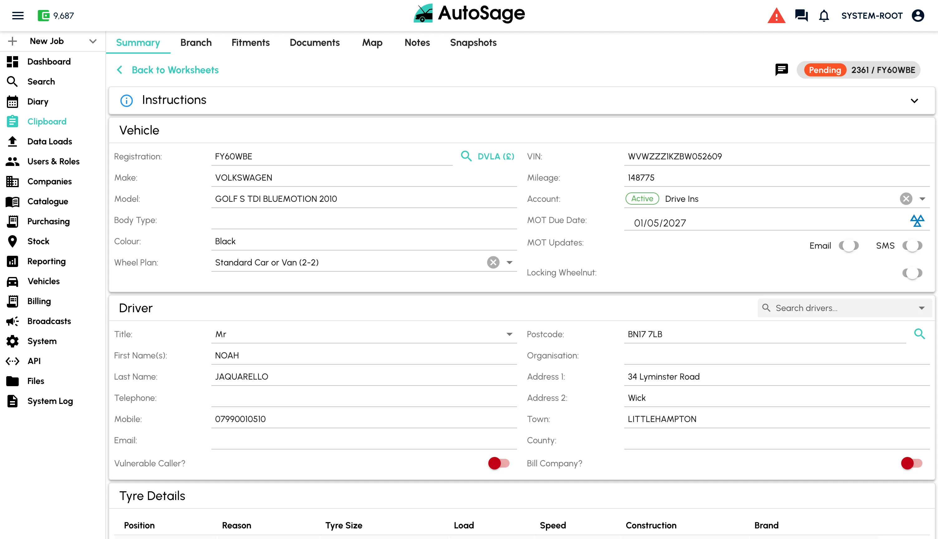 Create a booking - step 2