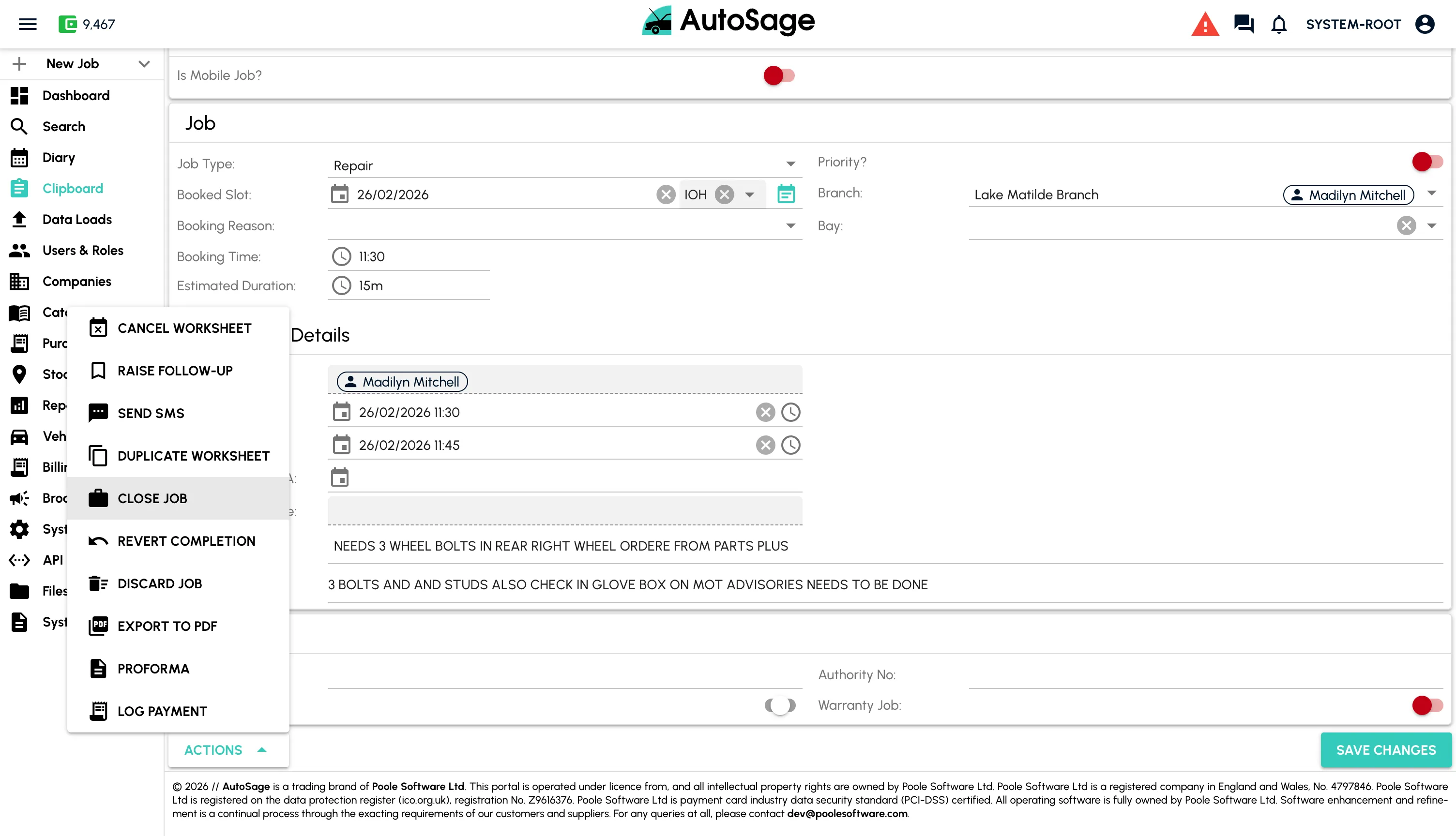 Invoice and take payment - step 1