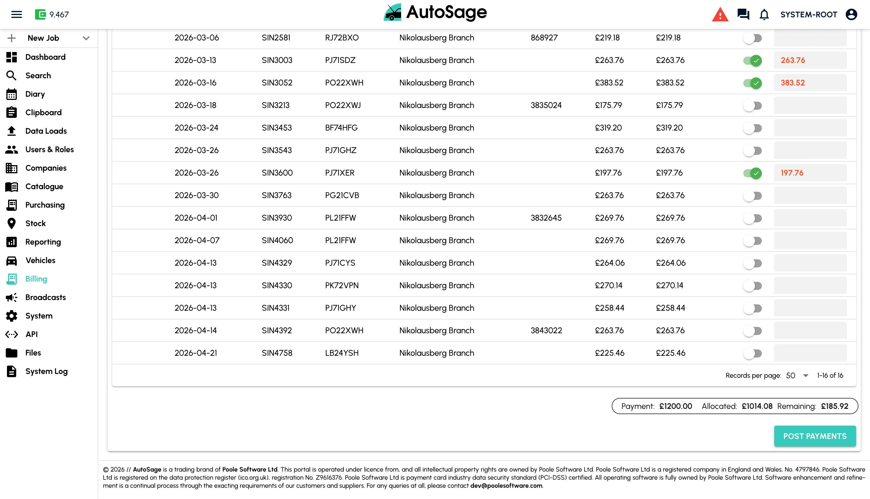 Invoice and take payment - step 10