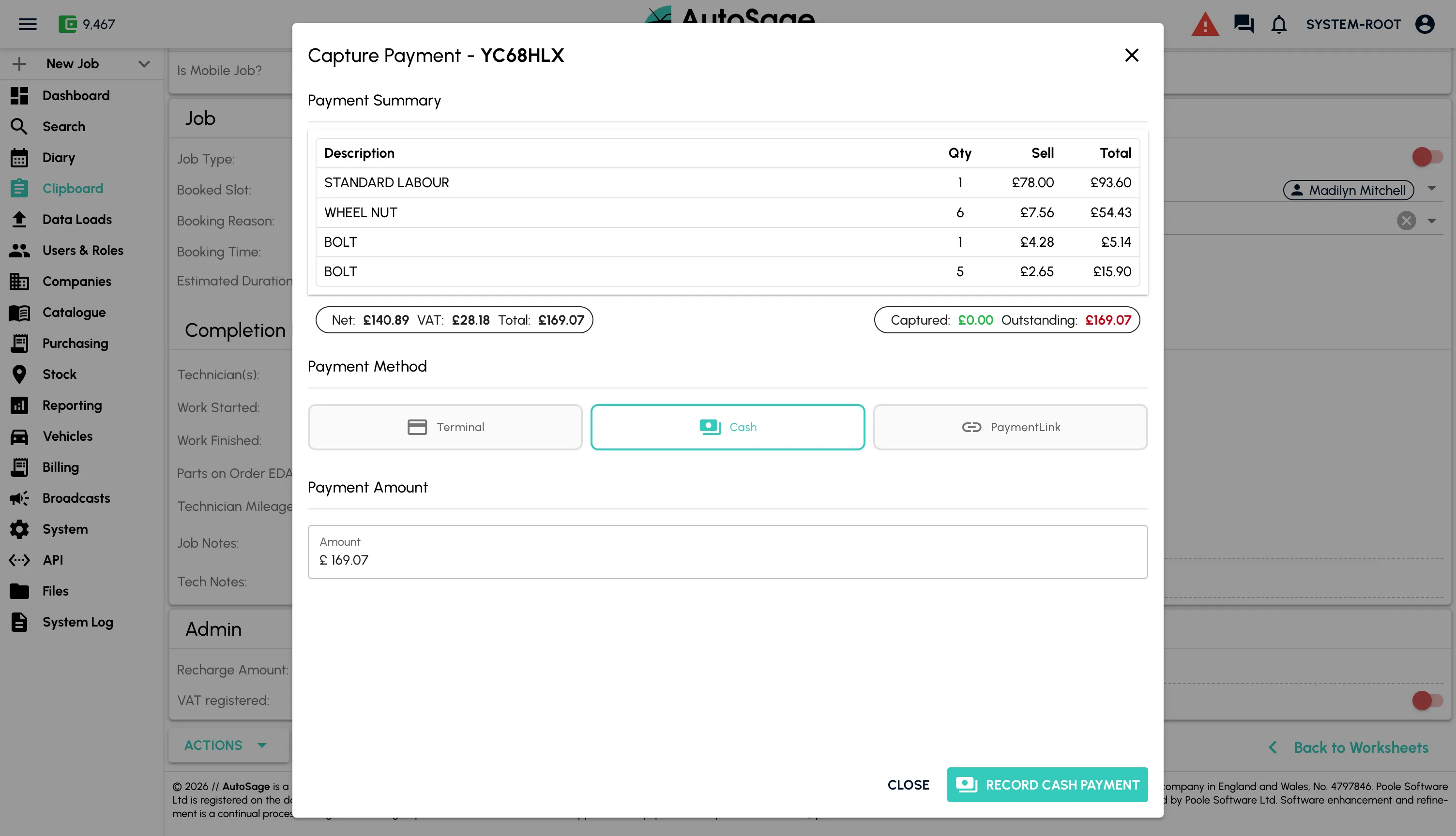Invoice and take payment - step 2