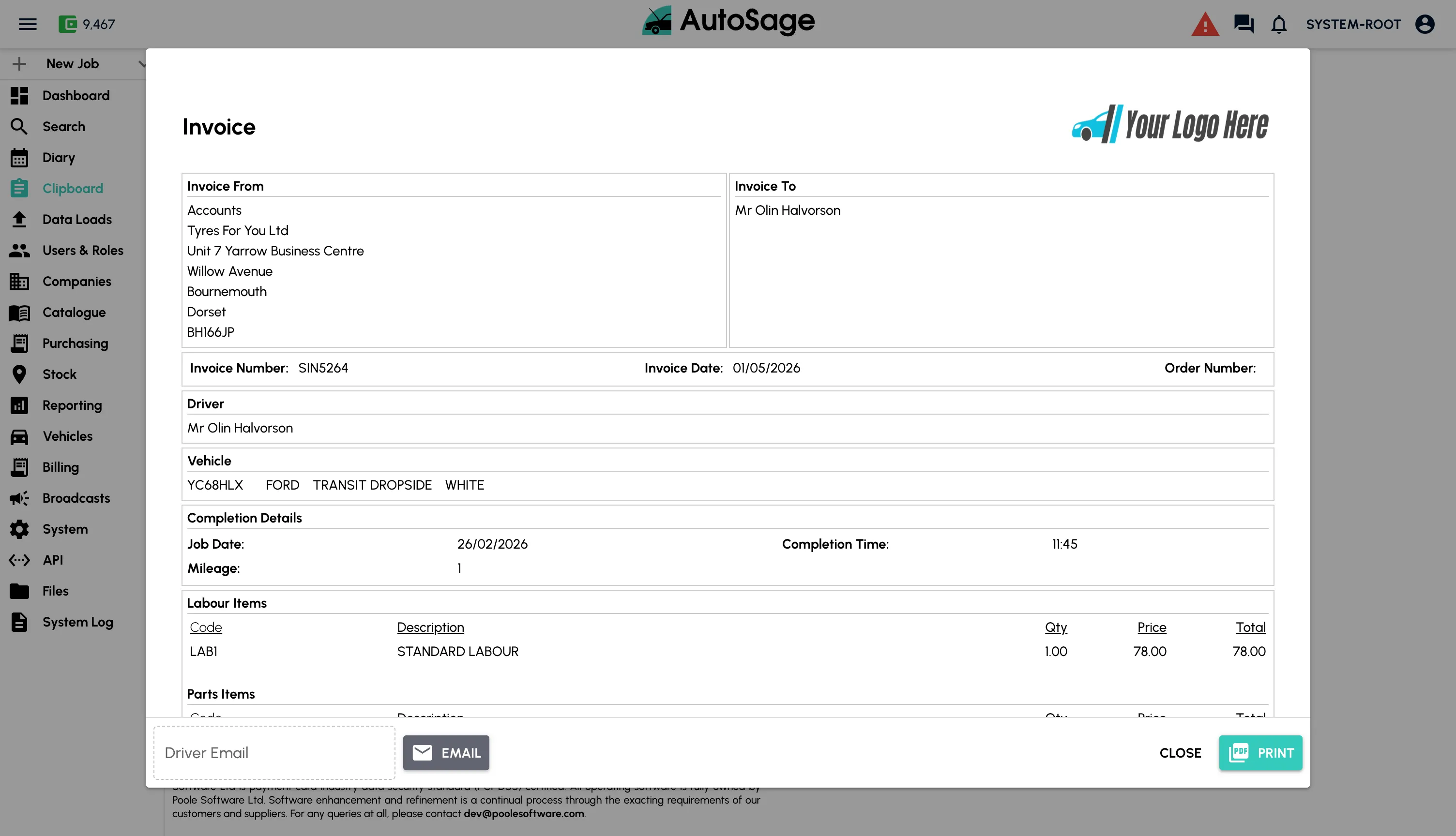 Invoice and take payment - step 4