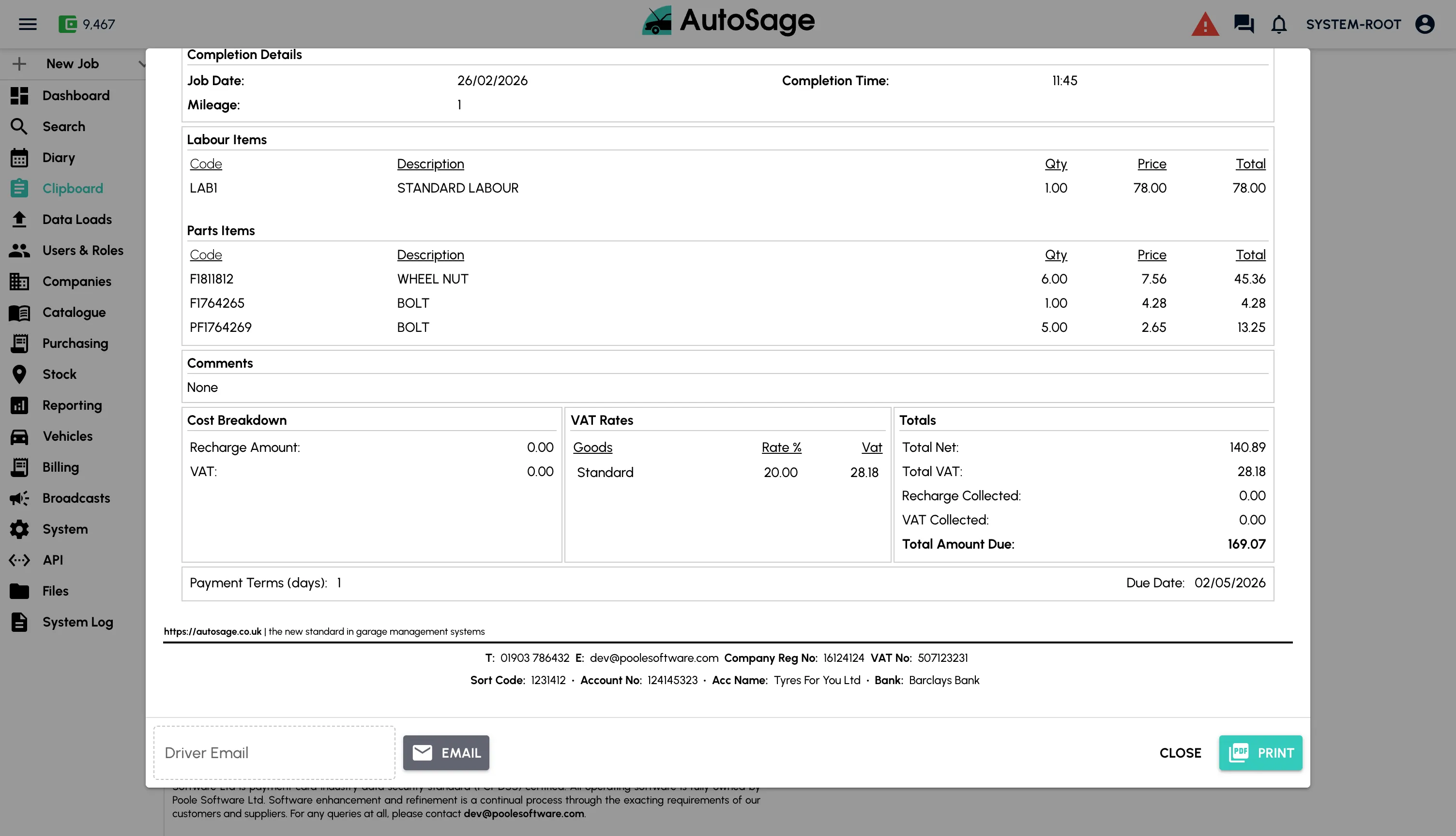 Invoice and take payment - step 5