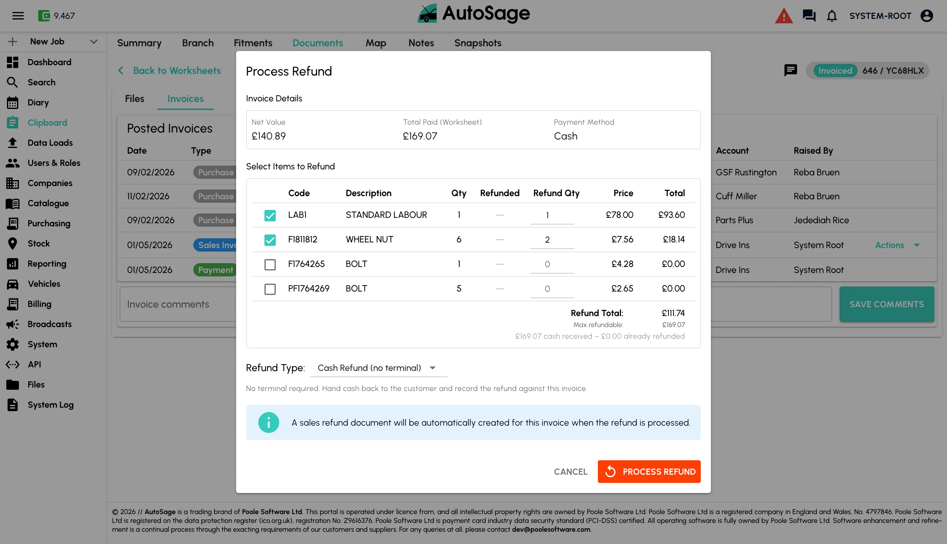 Invoice and take payment - step 6
