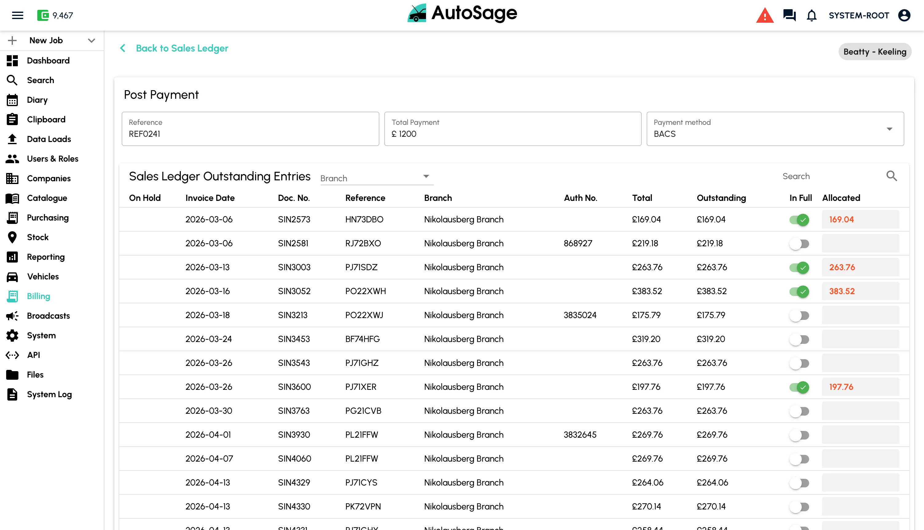 Invoice and take payment - step 9
