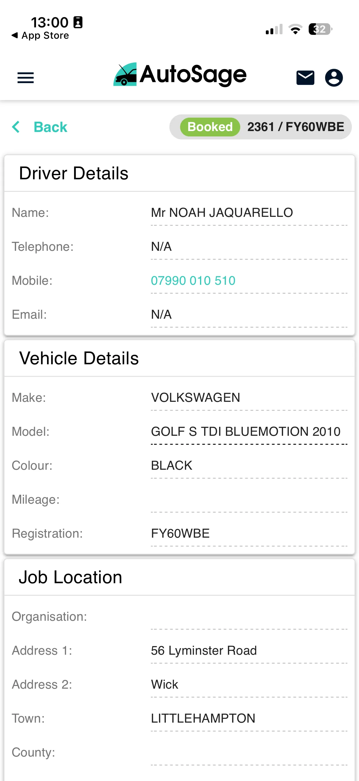 Workshop mobile app allowing technicians to access and update jobs remotely